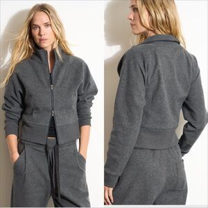Rowan Presley Felted Raglan Zip Up Size Medium Faded Black Melange NWOT